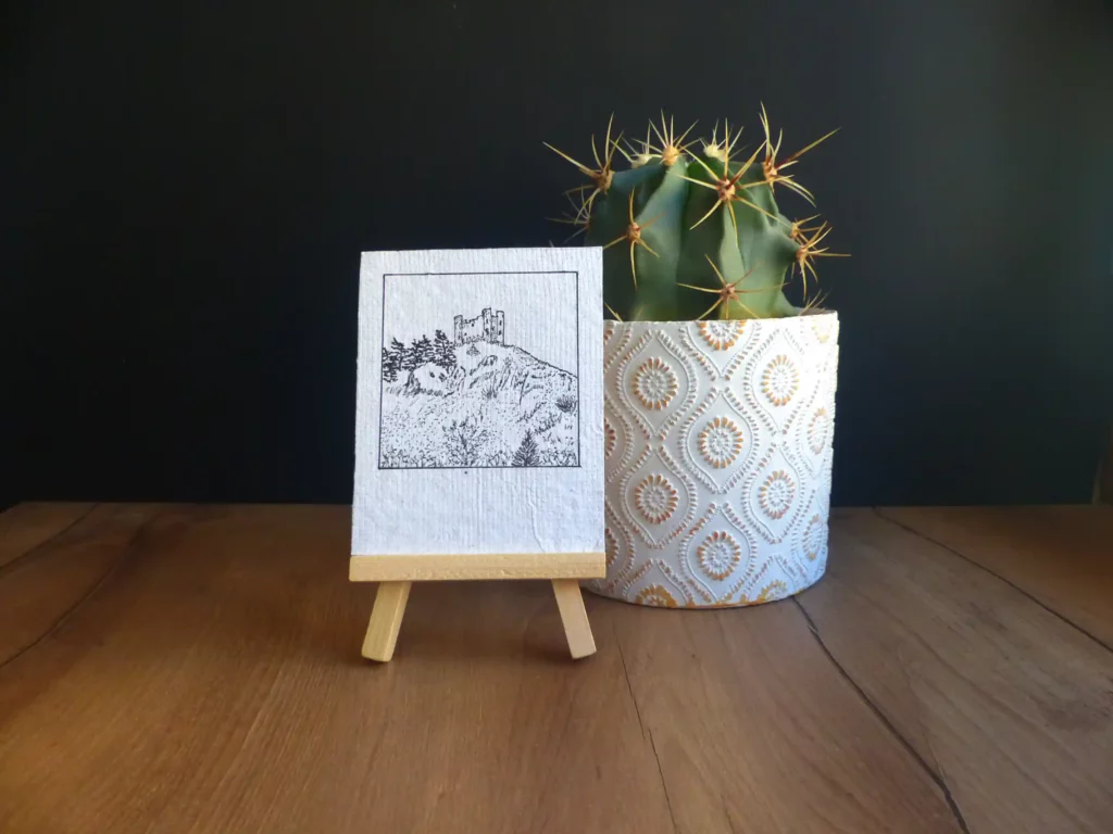 Dessin format polaroïd du Château d'Alleuze.