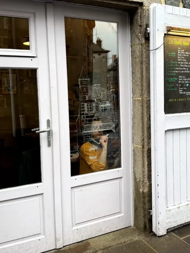 Dessin dans l'espace, sur vitrine