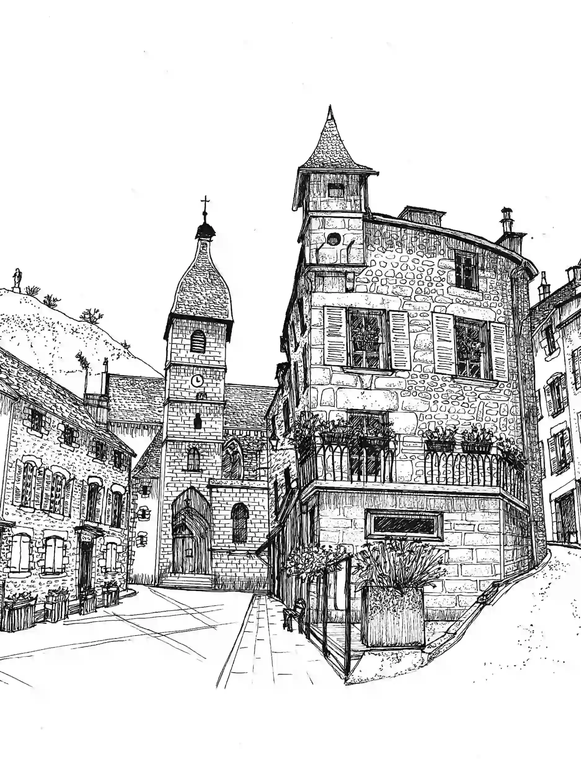 Dessin de référence pour une fresque sur vitrine