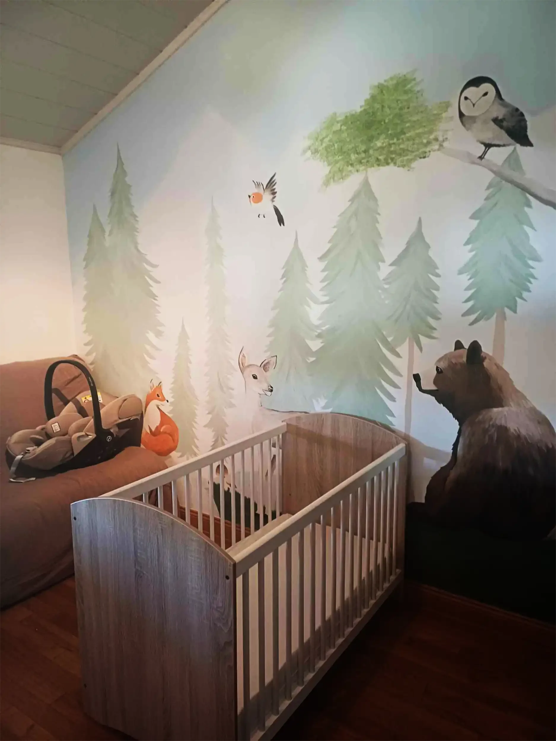 Fresque murale "la forêt et ces animaux"